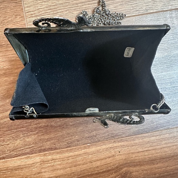 Vintage mix metal brass silver bronze crossbody bag clutch purse fish seahorse - Picture 4 of 14